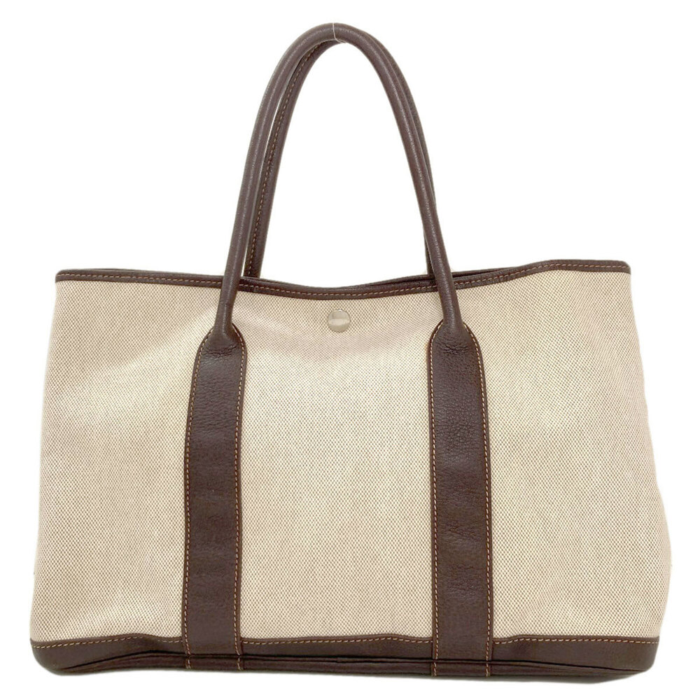 Hermes Garden Party PM Marron Silver Hardware Handbag Toile H/Buffle Women's ...